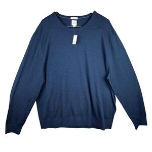 NWT Gap 100% Merino Wool Sweater Mens XXL Navy Heather Crewneck Normcore‎ Basic